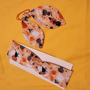 Haloween Handmade Spandex/Polyester Headband and Hair Bow.